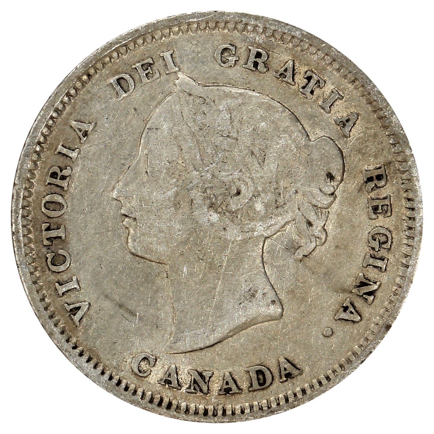 1880H Obv. 3 Canada 5-cents VG-F (VG10) (Scratched)
