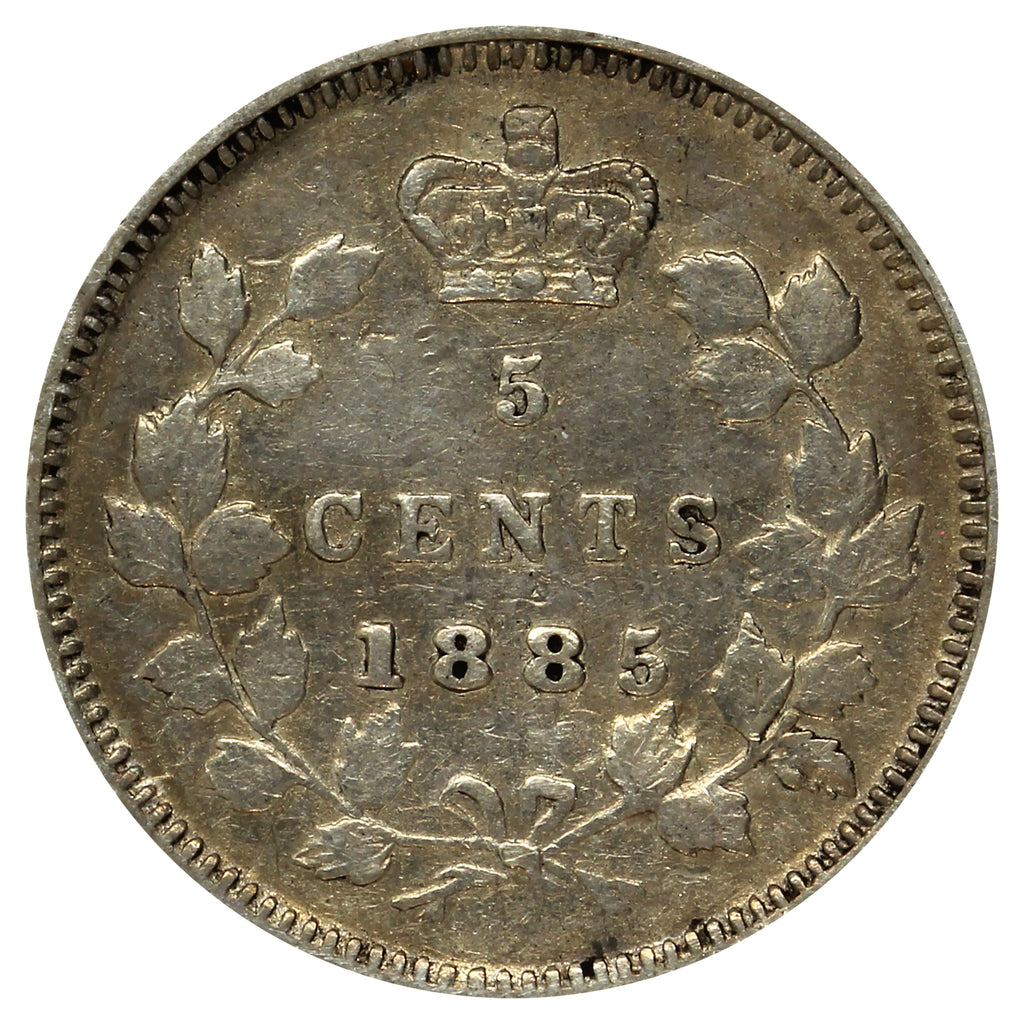 1885 Small 5 Canada 5-cents VF-EF (VF30) (Bent)