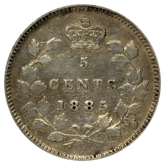 1885 Small 5 Canada 5-cents VF-EF (VF30) (Bent)