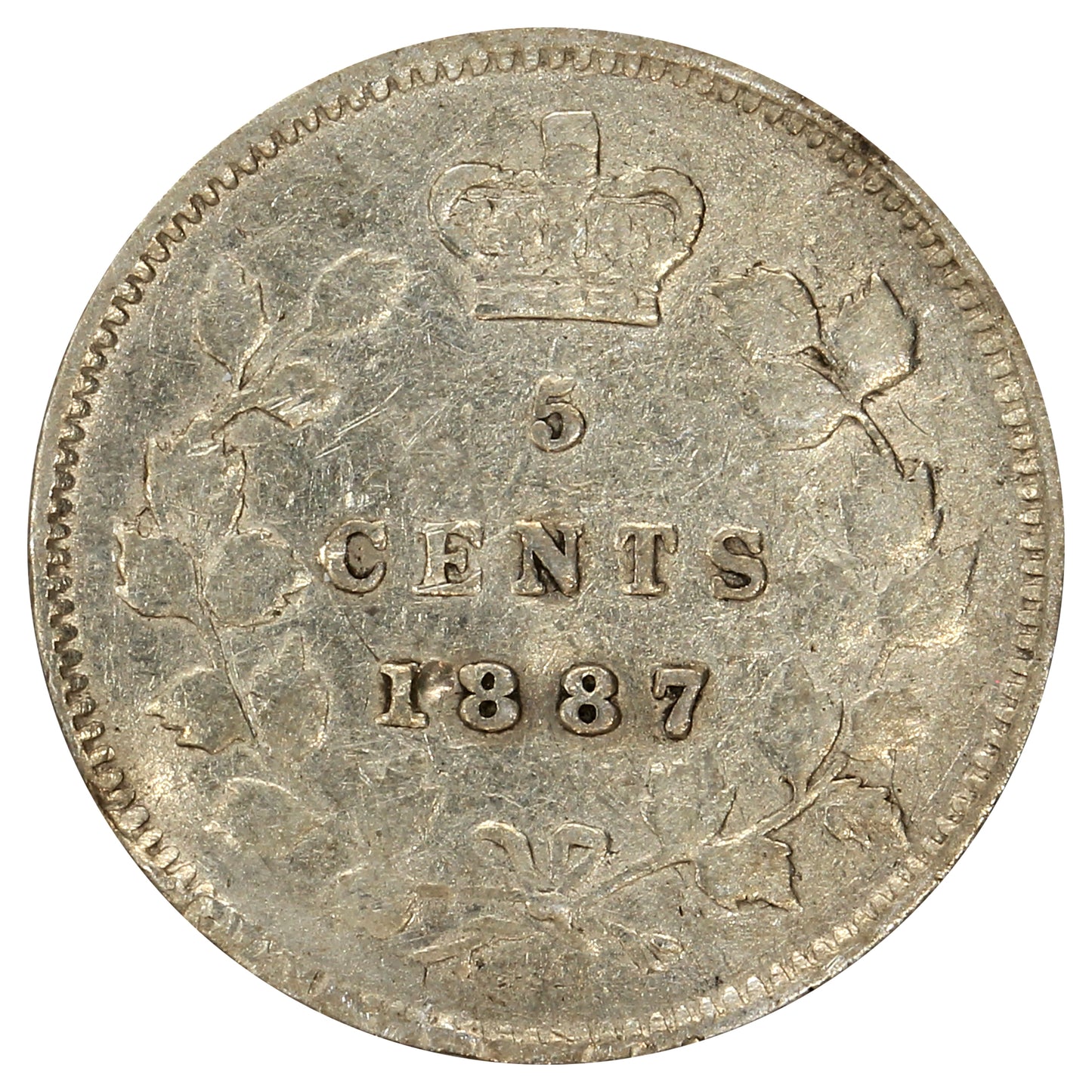 1887 Canada 5-cents VG-F (VG10) (Impaired)
