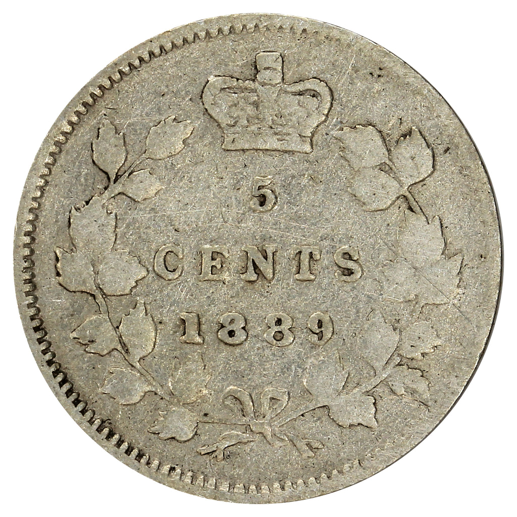 1889 Canada 5-cents VG-F (VG10) Scratched, marks, or impaired