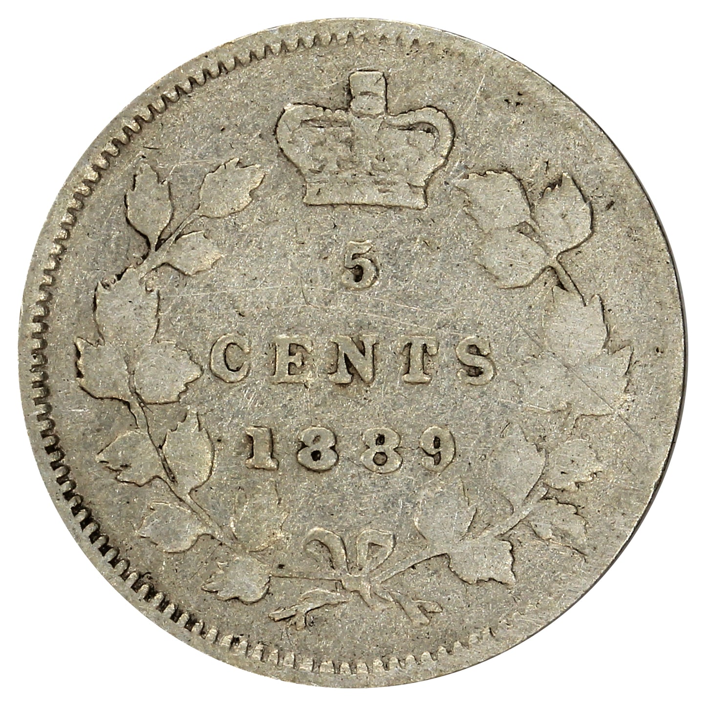 1889 Canada 5-cents VG-F (VG10) Scratched, marks, or impaired