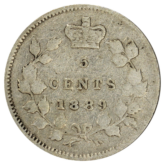 1889 Canada 5-cents VG-F (VG10) Scratched, marks, or impaired