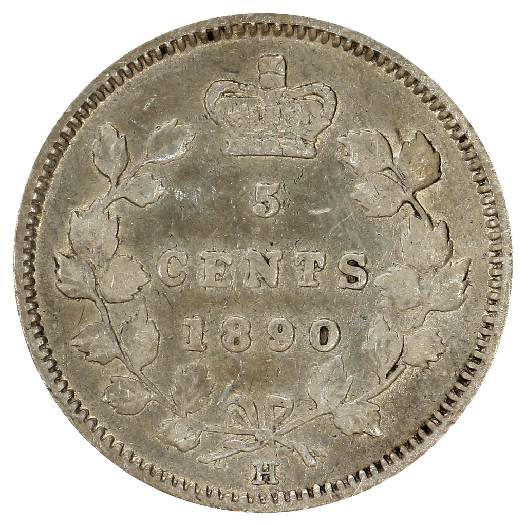 1890H Canada 5-cents F-VF (F15) (Scratched or Impaired)