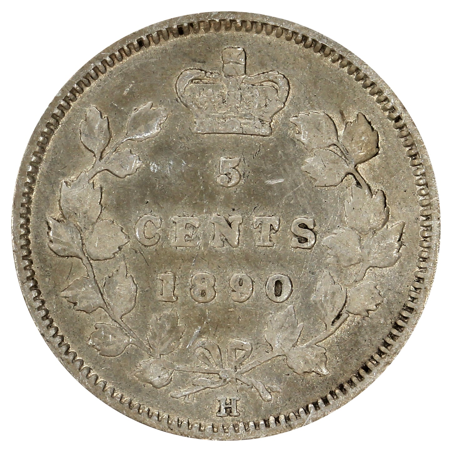 1890H Canada 5-cents F-VF (F15) (Scratched or Impaired)
