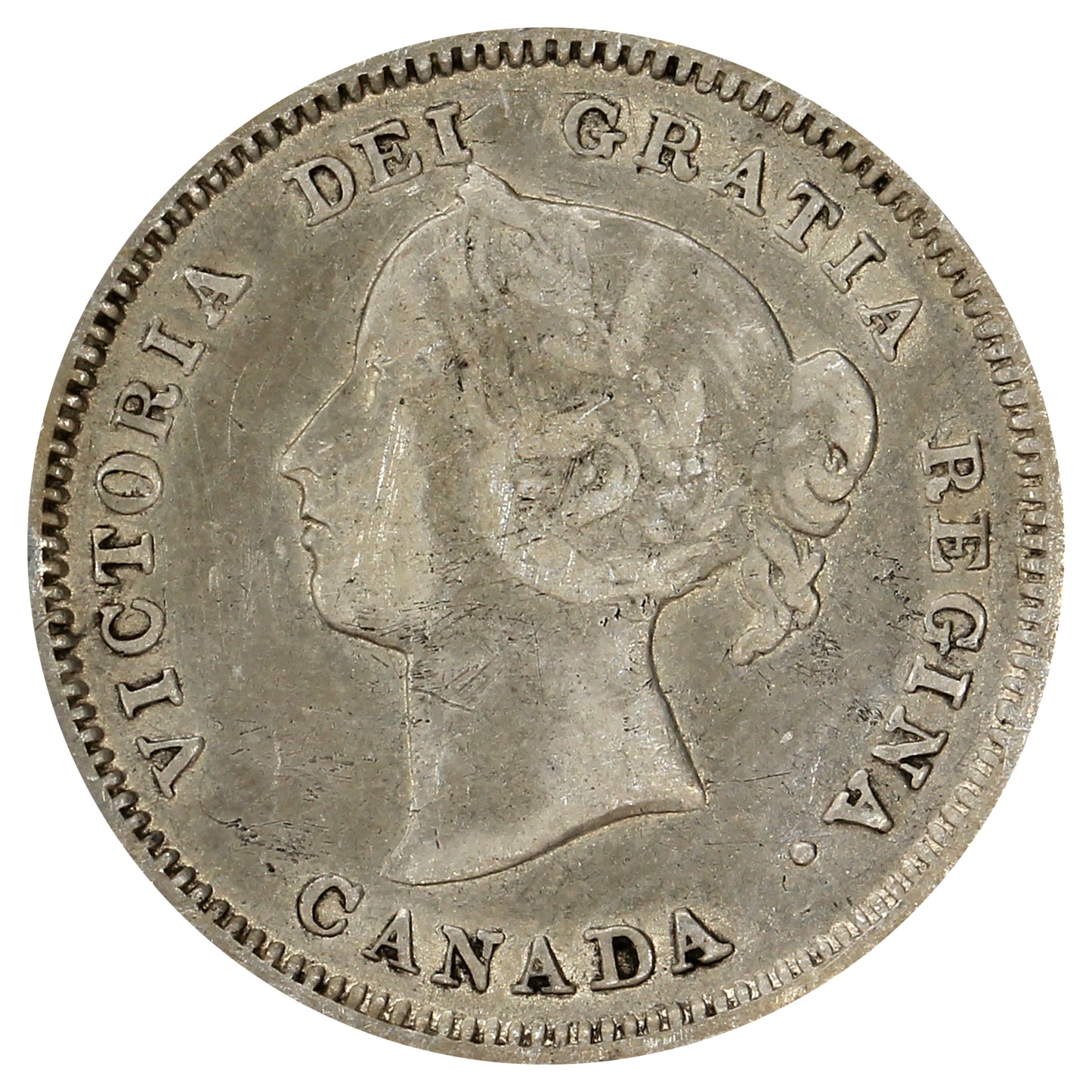 1890H Canada 5-cents F-VF (F15) (Scratched or Impaired)