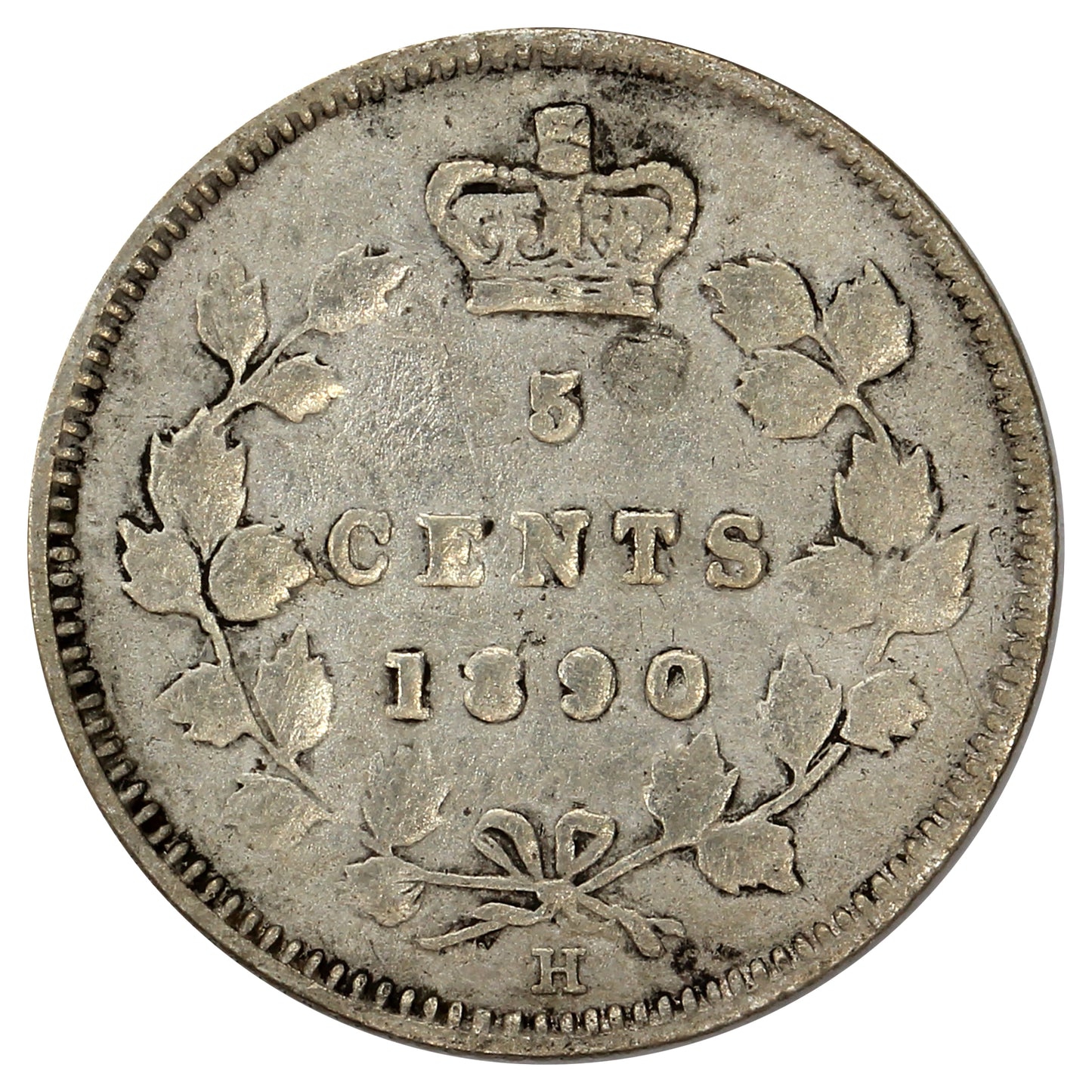 1890H Canada 5-cents Fine (F12) (Scratched or Impaired)