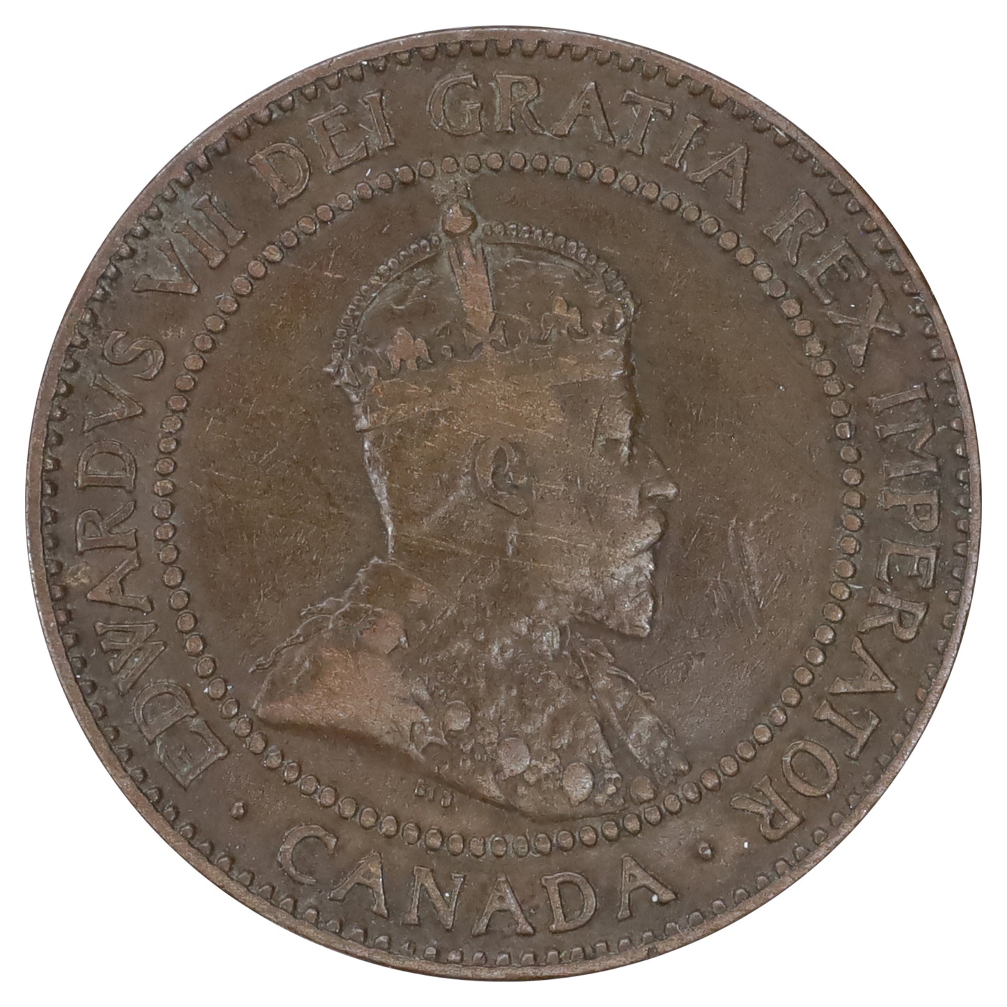 1910 Canada 1-cent Fine (F12) spots, cleaned, or toned