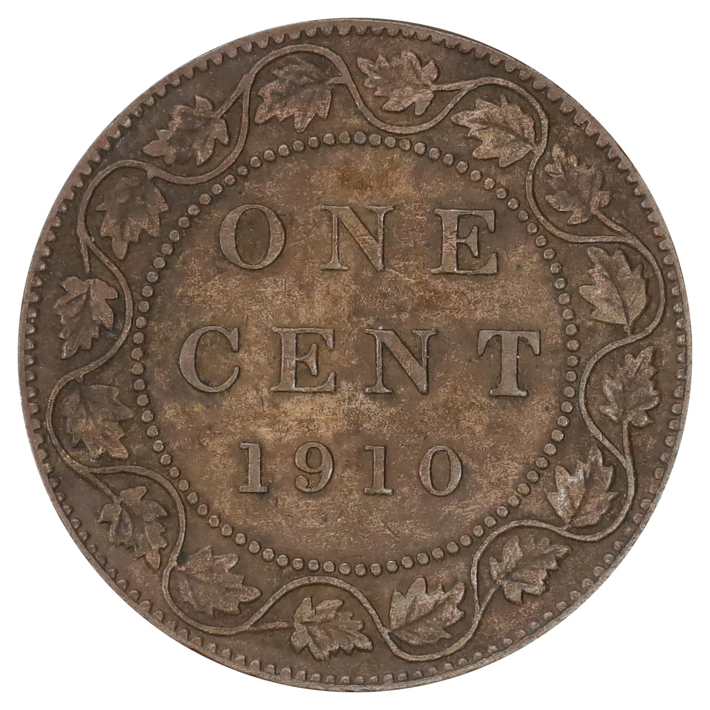 1910 Canada 1-cent Fine (F12) spots, cleaned, or toned