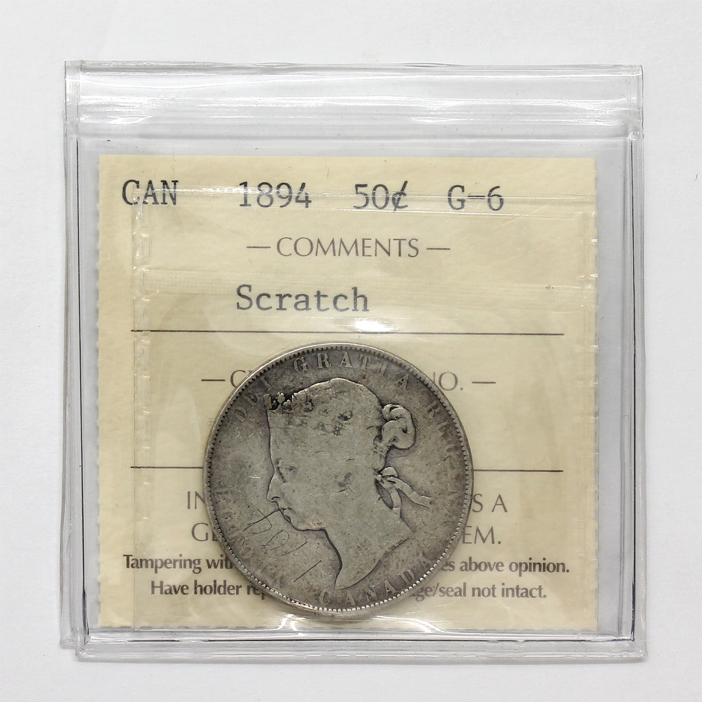 1894 Canada 50-cents ICCS Certified G6 (Scratched)