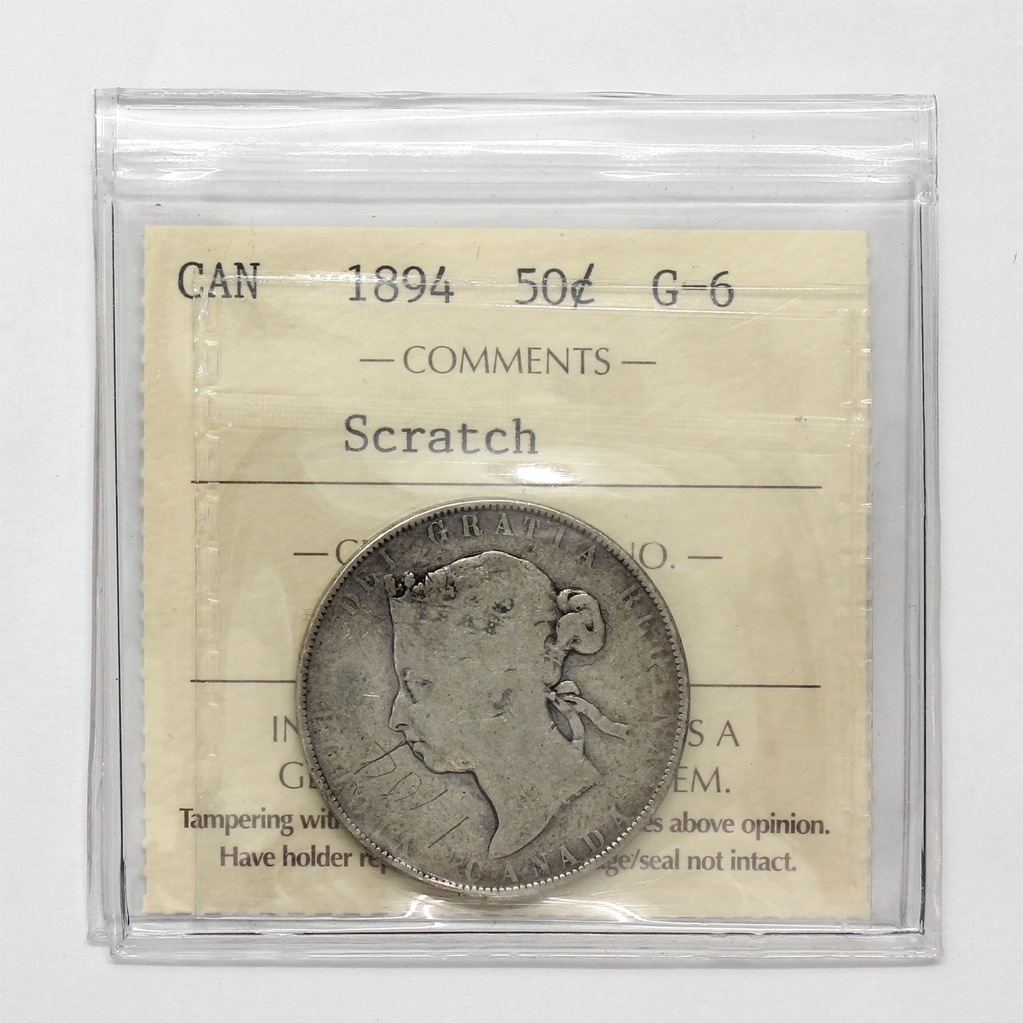 1894 Canada 50-cents ICCS Certified G6 (Scratched)