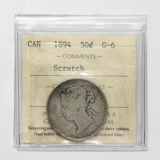 1894 Canada 50-cents ICCS Certified G6 (Scratched)