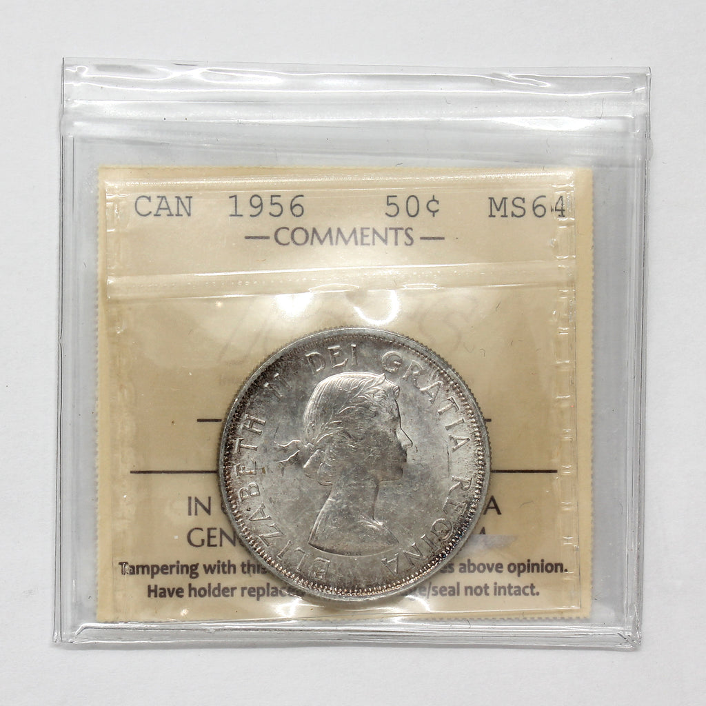 1956 Canada 50-cents ICCS Certified MS64 (Toned)