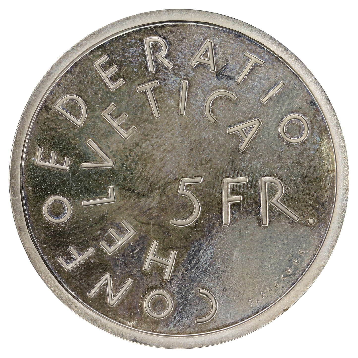 Switzerland 1975 5 Francs Proof (Toned)