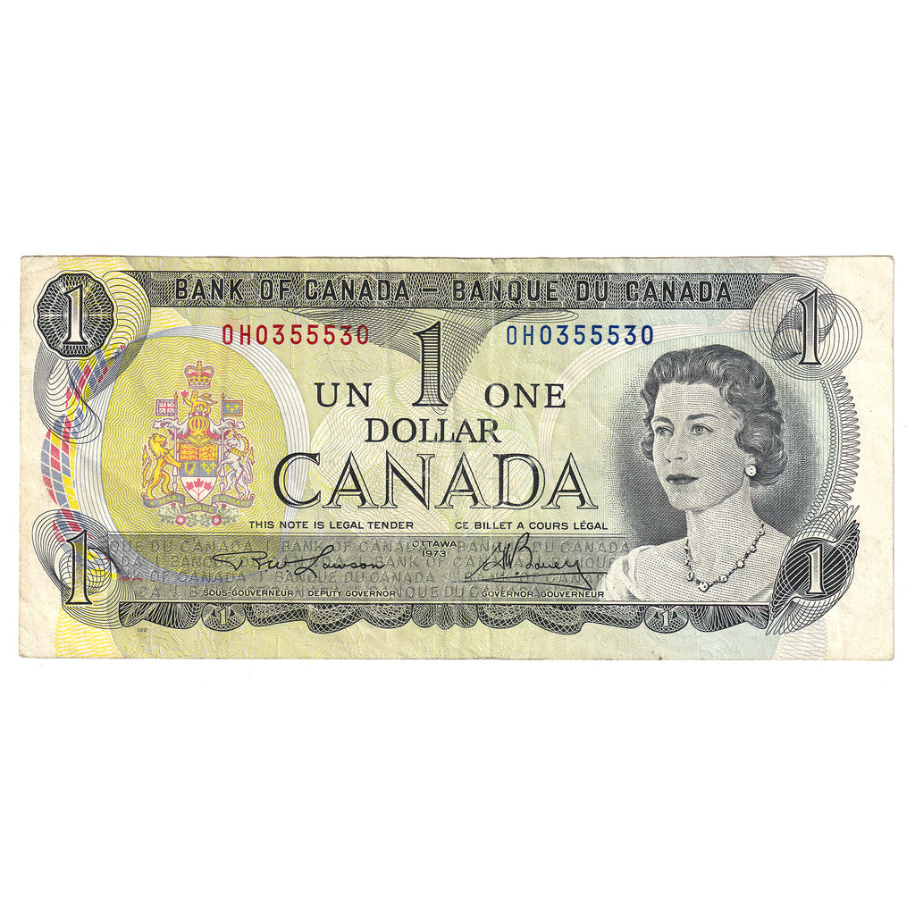 BC-46a 1973 Canada $1 Note Lawson-Bouey, 3 Digit Radar OH0355530, VF