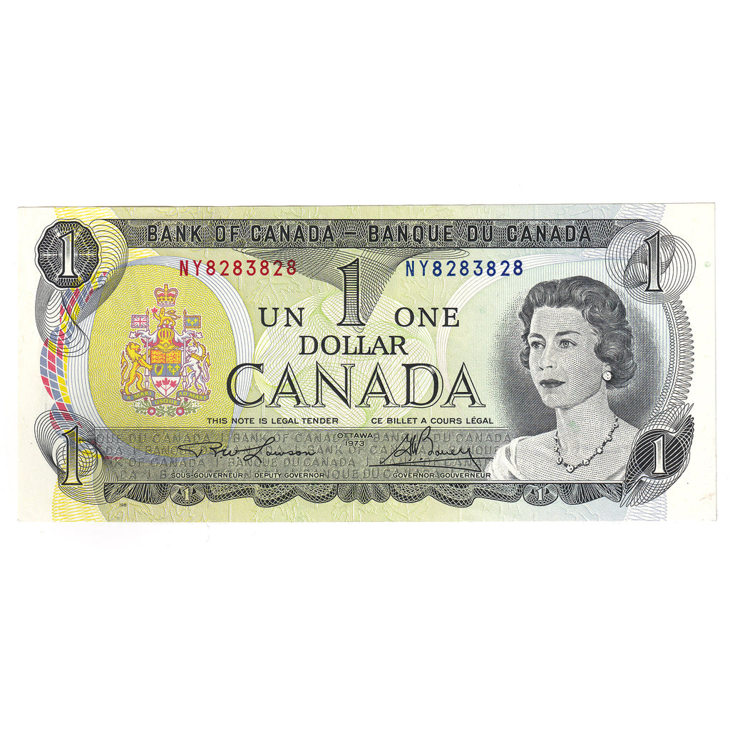 BC-46a 1973 Canada $1 Note Lawson-Bouey, 4 Digit Radar NY8283828, EF
