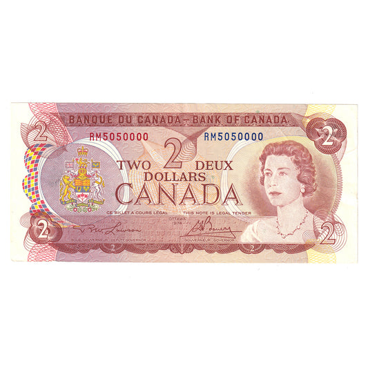 BC-47a 1974 Canada $2 Note Lawson-Bouey, RM with Neat Serial Number 5050000, EF