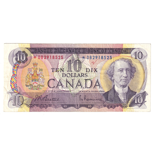 BC-49aA 1971 Canada $10 Note Beattie-Rasminsky, *DB, VF (writing)