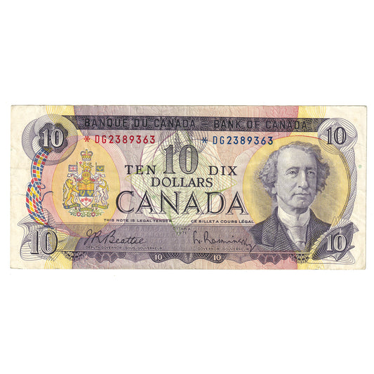 BC-49aA 1971 Canada $10 Note Beattie-Rasminsky, *DG, VF (damaged)