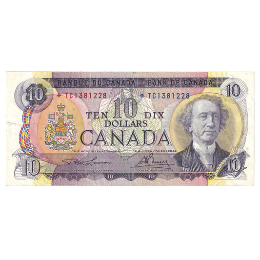 BC-49cA 1971 Canada $10 Note Lawson-Bouey, *TC, VF (writing)