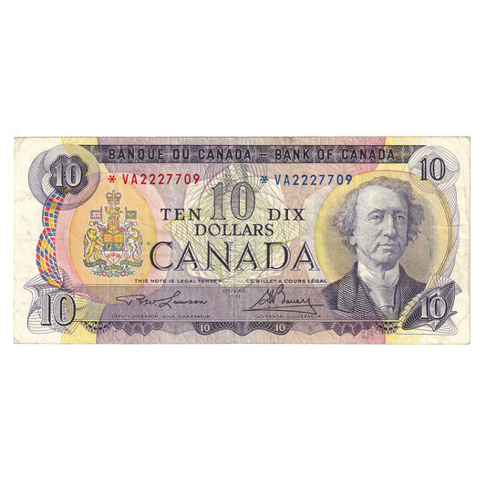 BC-49cA 1971 Canada $10 Note Lawson-Bouey, *VA, VF (writing)