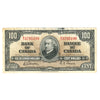 BC-27b 1937 Canada $100 Note Gordon-Towers, B/J, EF (damaged or stained)
