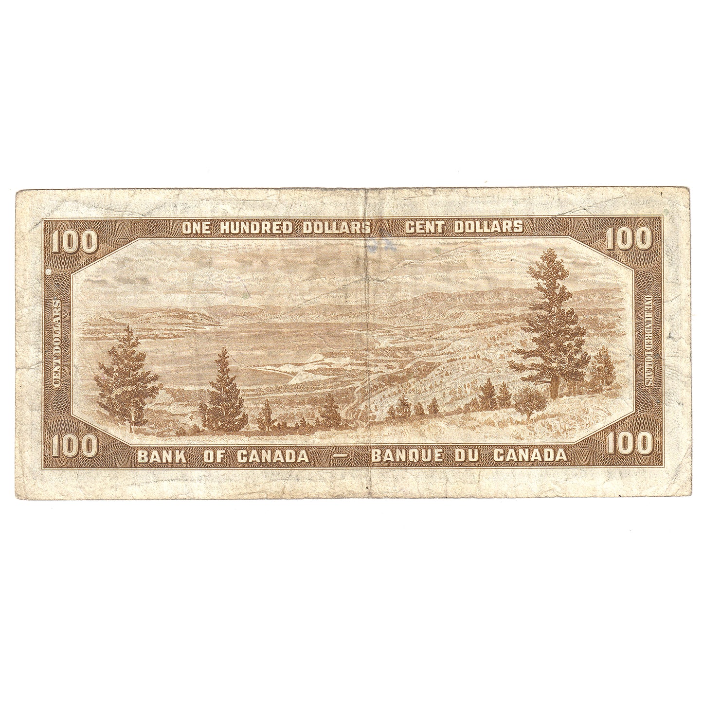 BC-35a 1954 Canada $100 Note Coyne-Towers, A/J, Circulated (writing)
