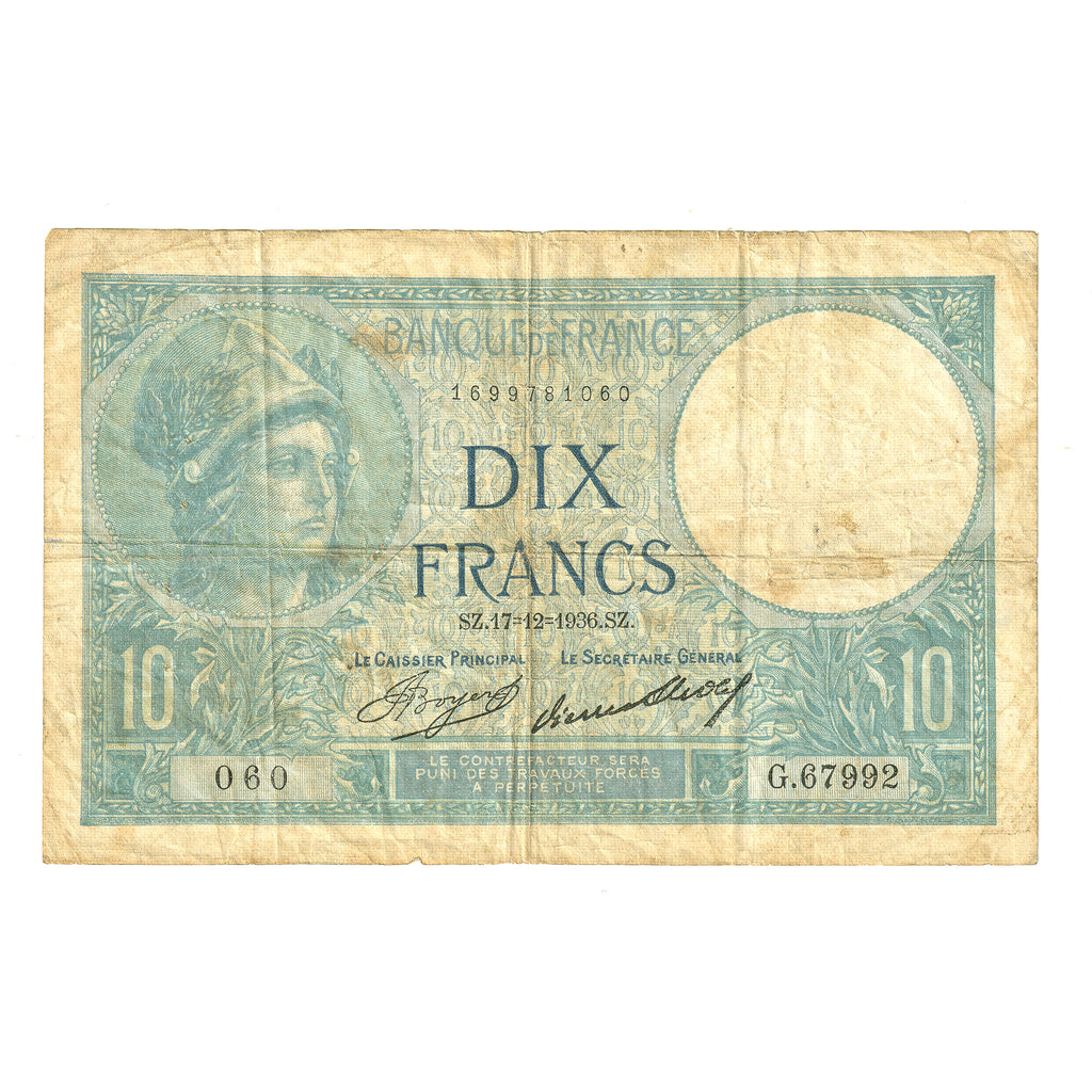 France 1936 10 Franc Note, Pick #73