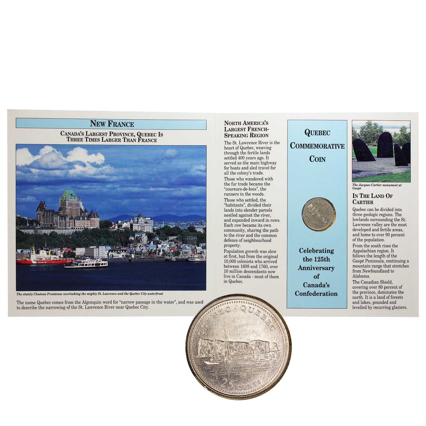 1992 Canada 125 Quebec 25-cents in Information Folder