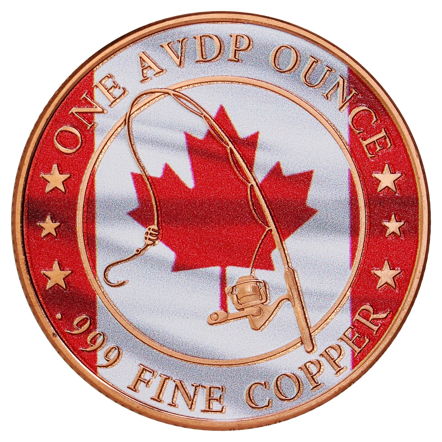 Muskie Fishing 1oz. .999 Fine Copper Coloured Round - Northern Nuggets