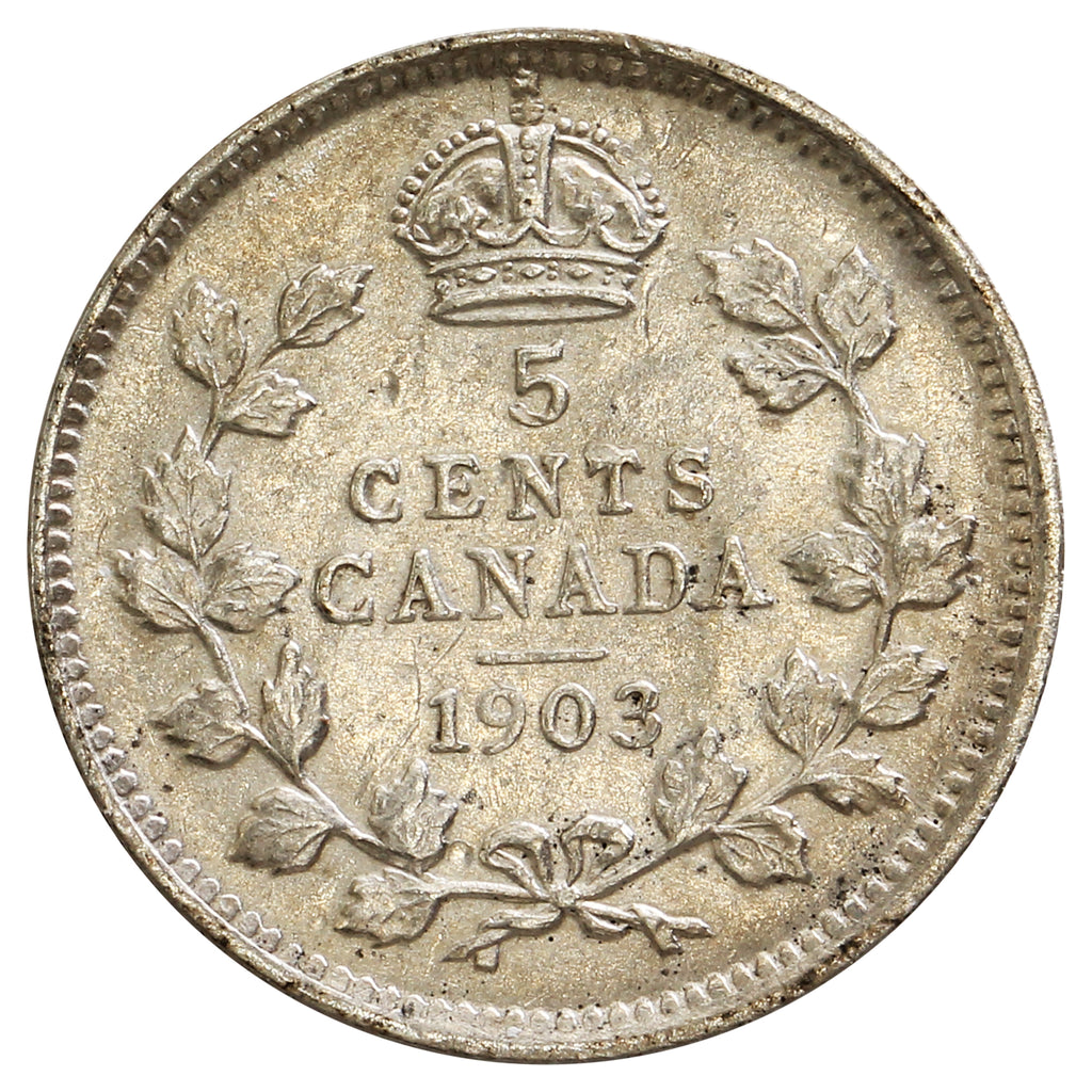 1903 Canada 5-cents VF-EF (VF30) Cleaned, scratched or impaired