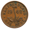 1942 Newfoundland 1-cent VF-EF (VF30) Cleaned, scratched or impaired