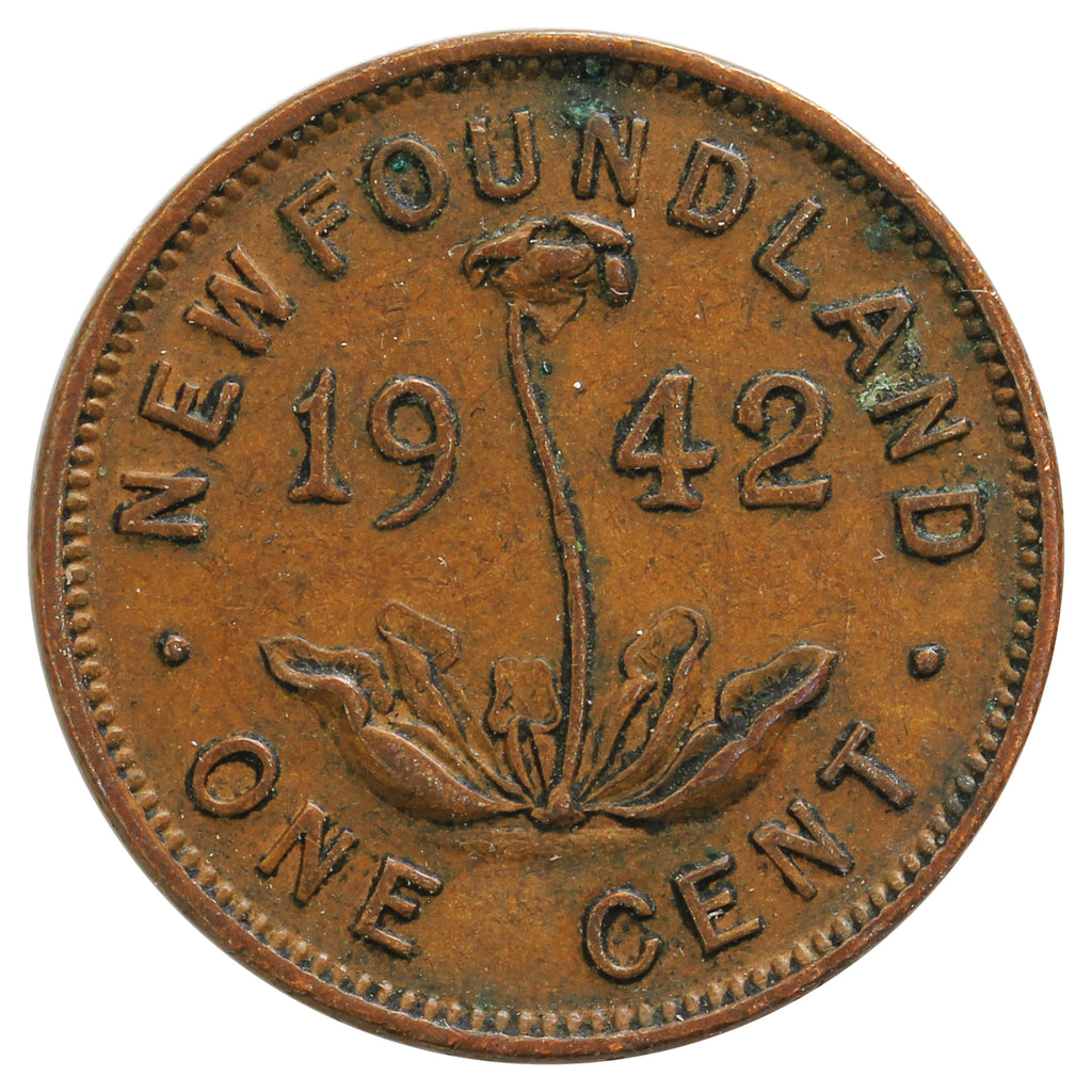 1942 Newfoundland 1-cent VF-EF (VF30) Cleaned, scratched or impaired