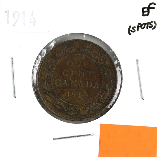 1914 Canada 1-cent Extra Fine (EF40) Scratched, Cleaned or Impaired
