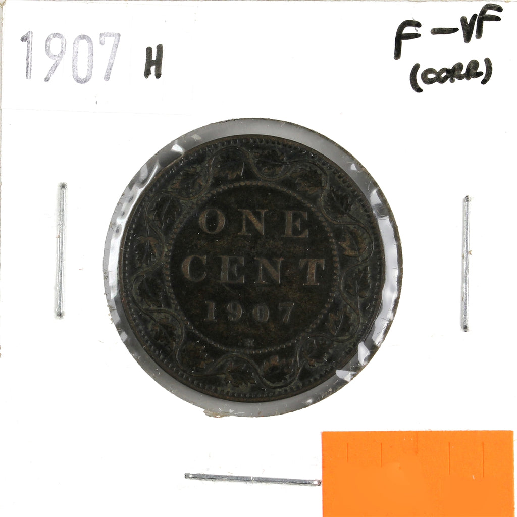 1907H Canada 1-cent F-VF (F15) Corrosion, cleaned, or impaired