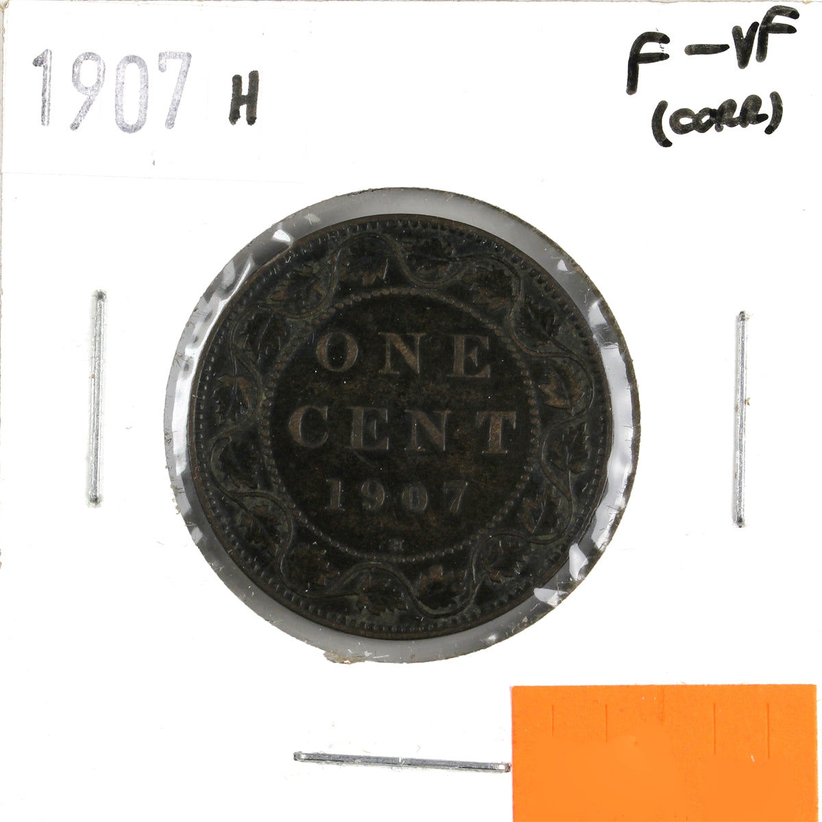 1907H Canada 1-cent F-VF (F15) Corrosion, cleaned, or impaired