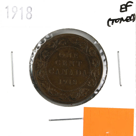 1918 Canada 1-cent Extra Fine (EF40) Scratched, Cleaned or Impaired
