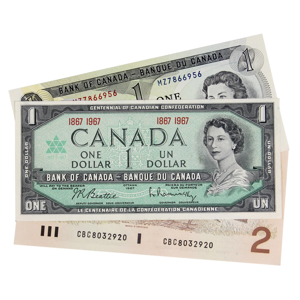 Starter Paper Money Collection - 1967 Double Date $1, 1973 $1 & 1986 $2 (3pcs)