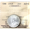 1919 Canada 25-cents ICCS Certified AU-58