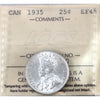 1935 Canada 25-cents ICCS Certified EF45