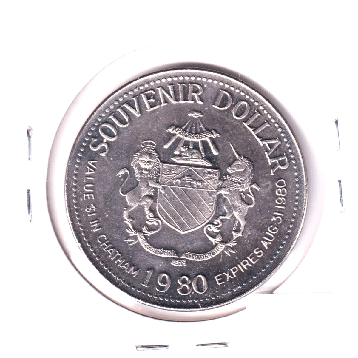 1980 Chatham, ON, Souvenir Dollar Trade Token: Hyslop and Ronald Steam Fire Engine