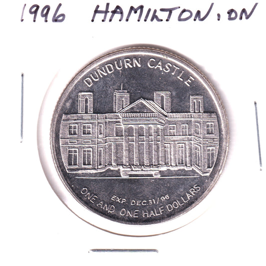 1996 Hamilton, ON, 1.5 Dollar Trade Token: Dundurn Castle & Colin C. Ferrie