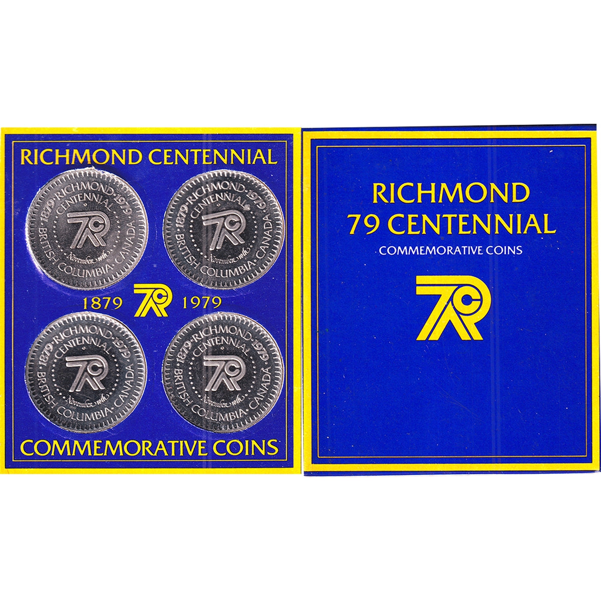 Set of 4x 1979 Richmond, BC, Centennial Trade Dollars, 4Pcs in Folder