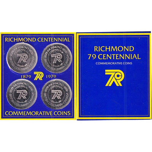 Set of 4x 1979 Richmond, BC, Centennial Trade Dollars, 4Pcs in Folder