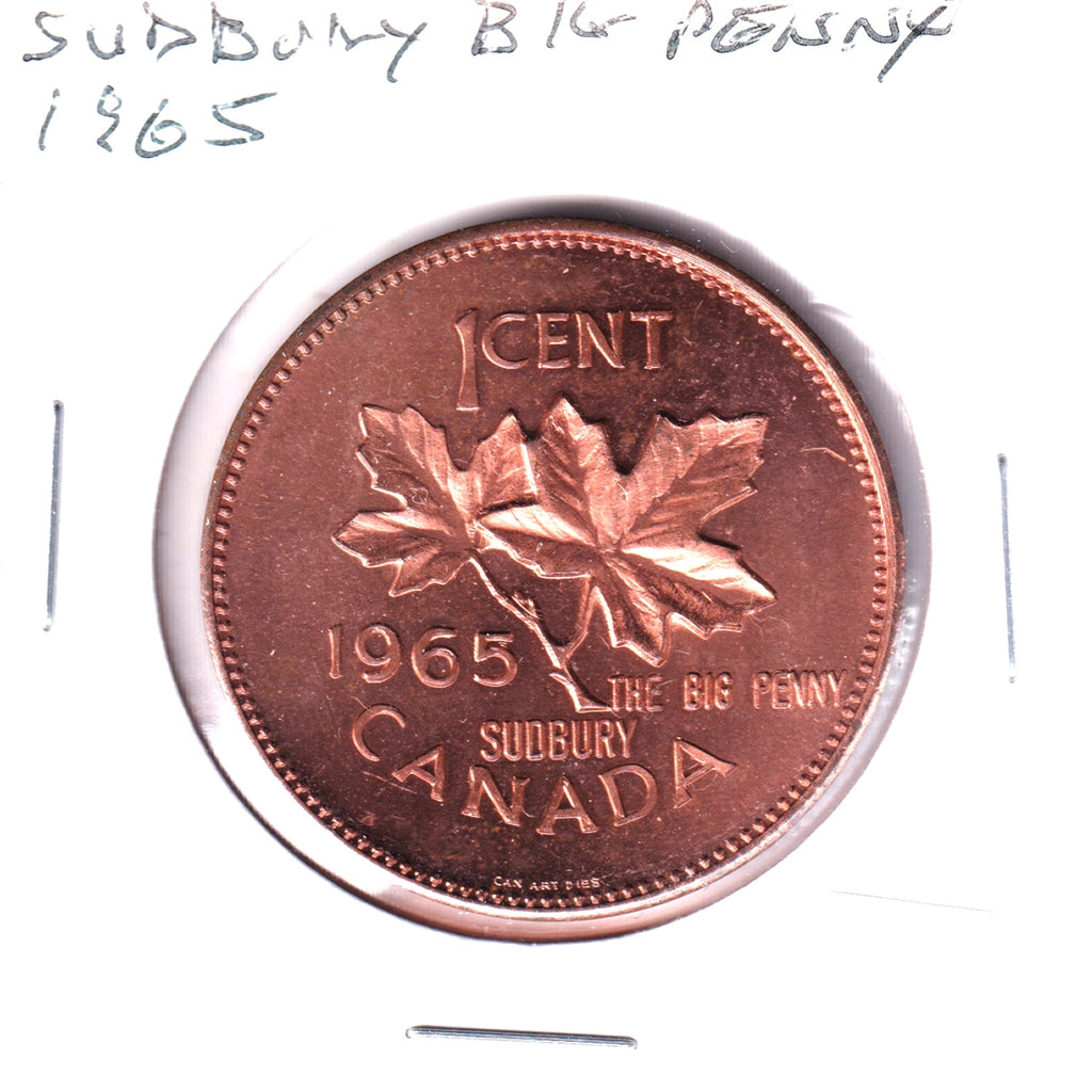 1965 Sudbury, Ontario, The Big Penny Medallion (Spots, fingerprints)