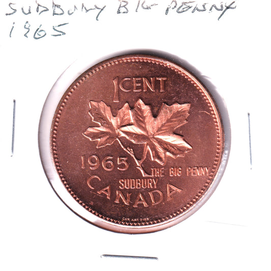 1965 Sudbury, Ontario, The Big Penny Medallion (Spots, fingerprints)