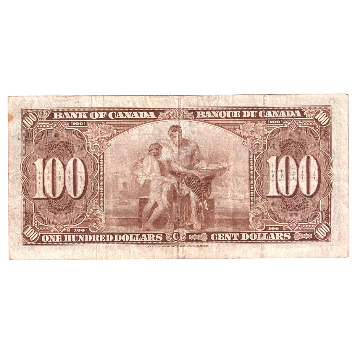 BC-27b 1937 Canada $100 Note, Gordon-Towers, VF-EF (VF-30) Stain, Tear or impaired.