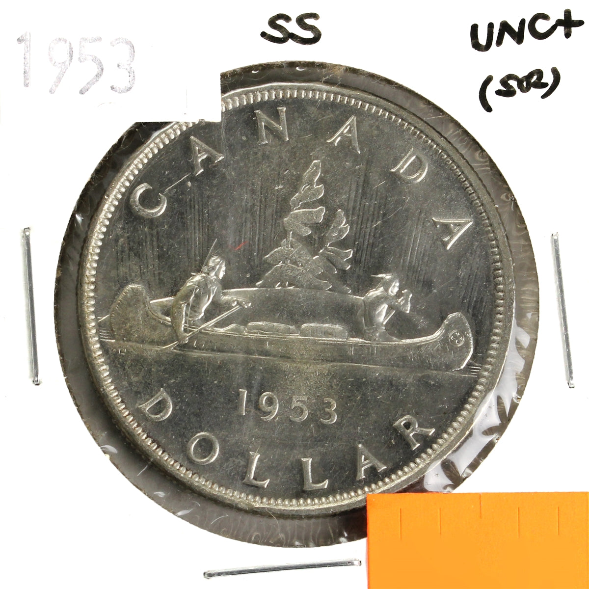 1953 SS Canada Dollar UNC+ (MS62) Scratched, Cleaned or Impaired