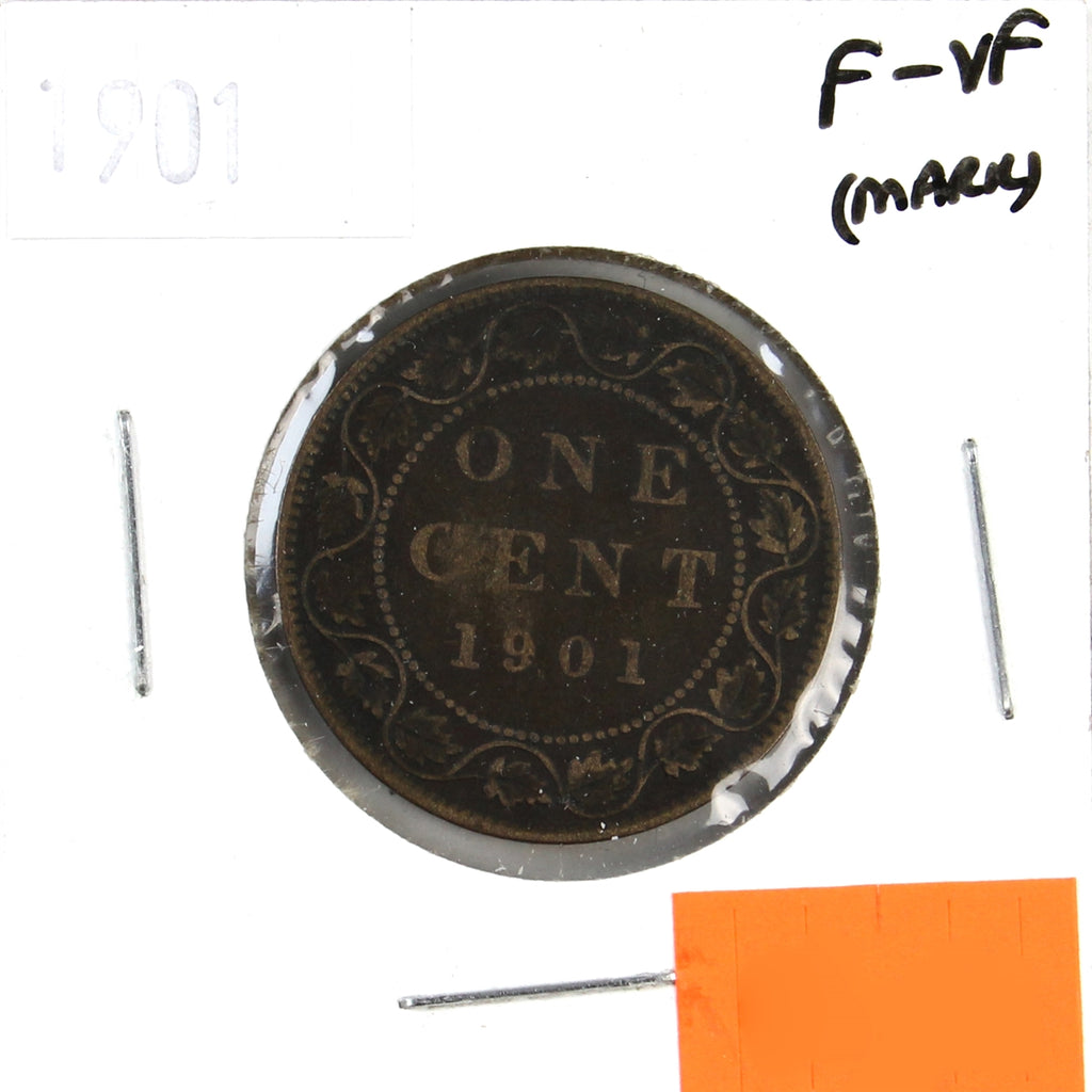 1901 Canada 1-cent F-VF (F15) Corrosion, marks, or impaired
