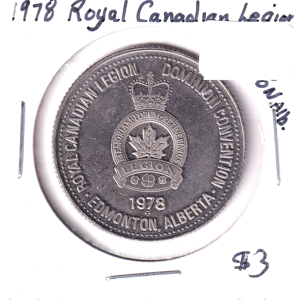 1978 Royal Canadian Legion Edmonton, Alberta, Dominion Convention Token